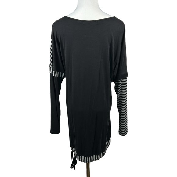 Lavena Tunic Top Women M/L Black Embellished Pullover Blouse Long Sleeve - Picture 4 of 16